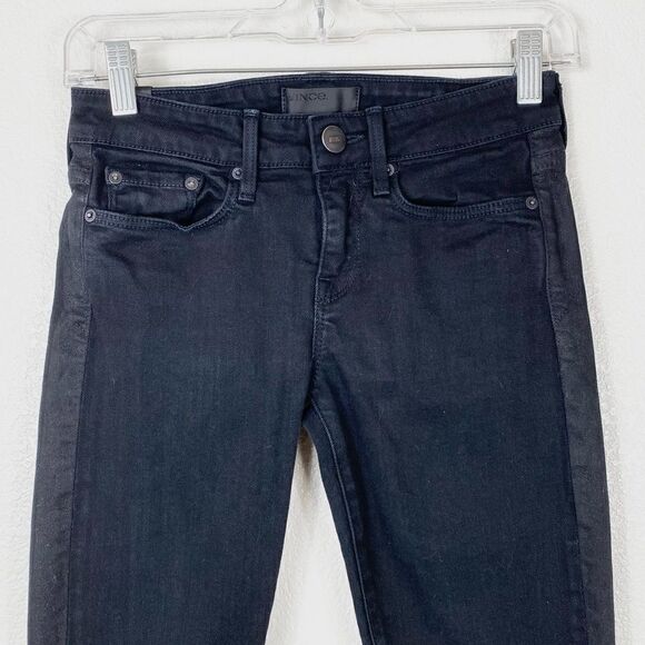 Vince Ankle Skinny Black Printed Stripe Jeans - Picture 4 of 7